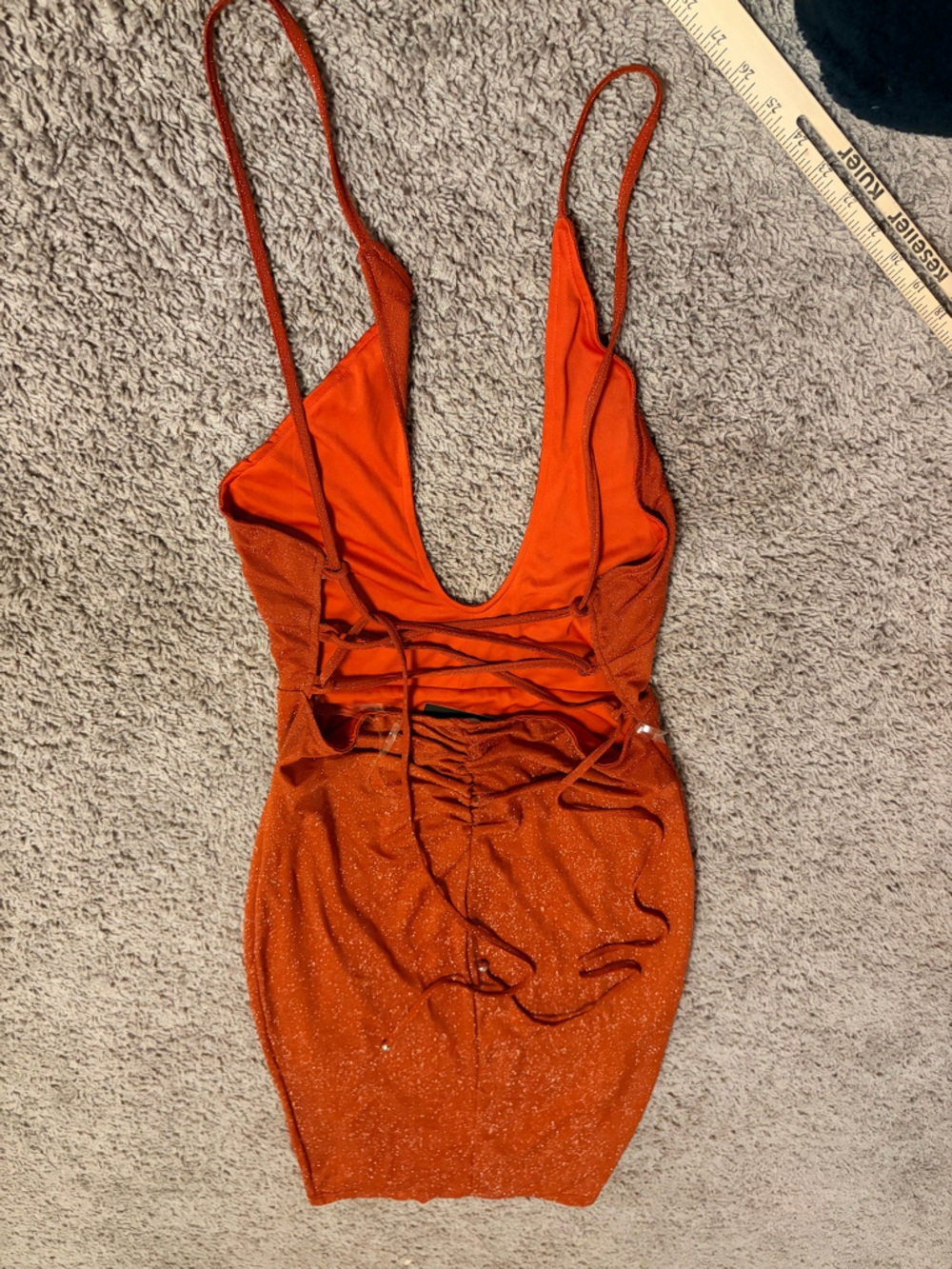 Fashion Nova Rust Halter Glitter Midi Dress - Picture 3 of 8
